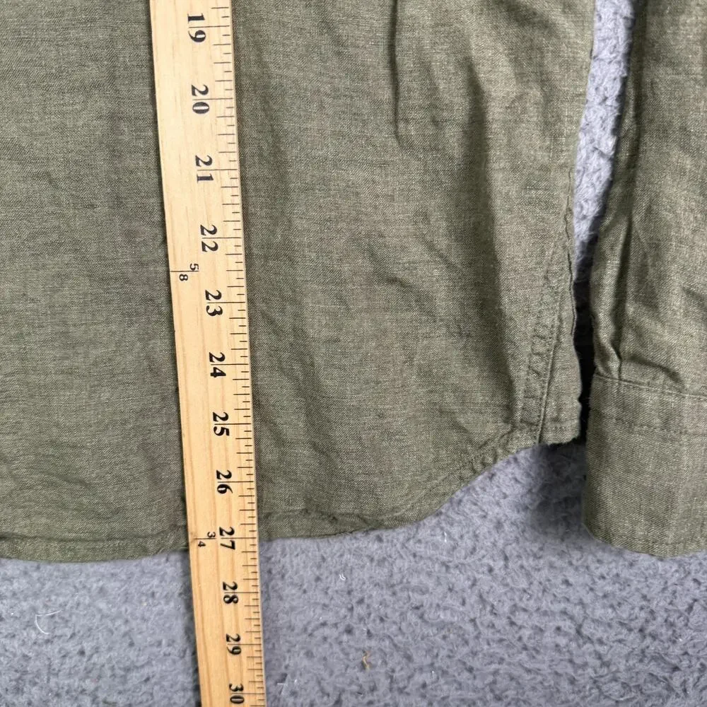 Banana Republic Shirt Mens S Green Long Sleeve 100% Linen Button Up Summer